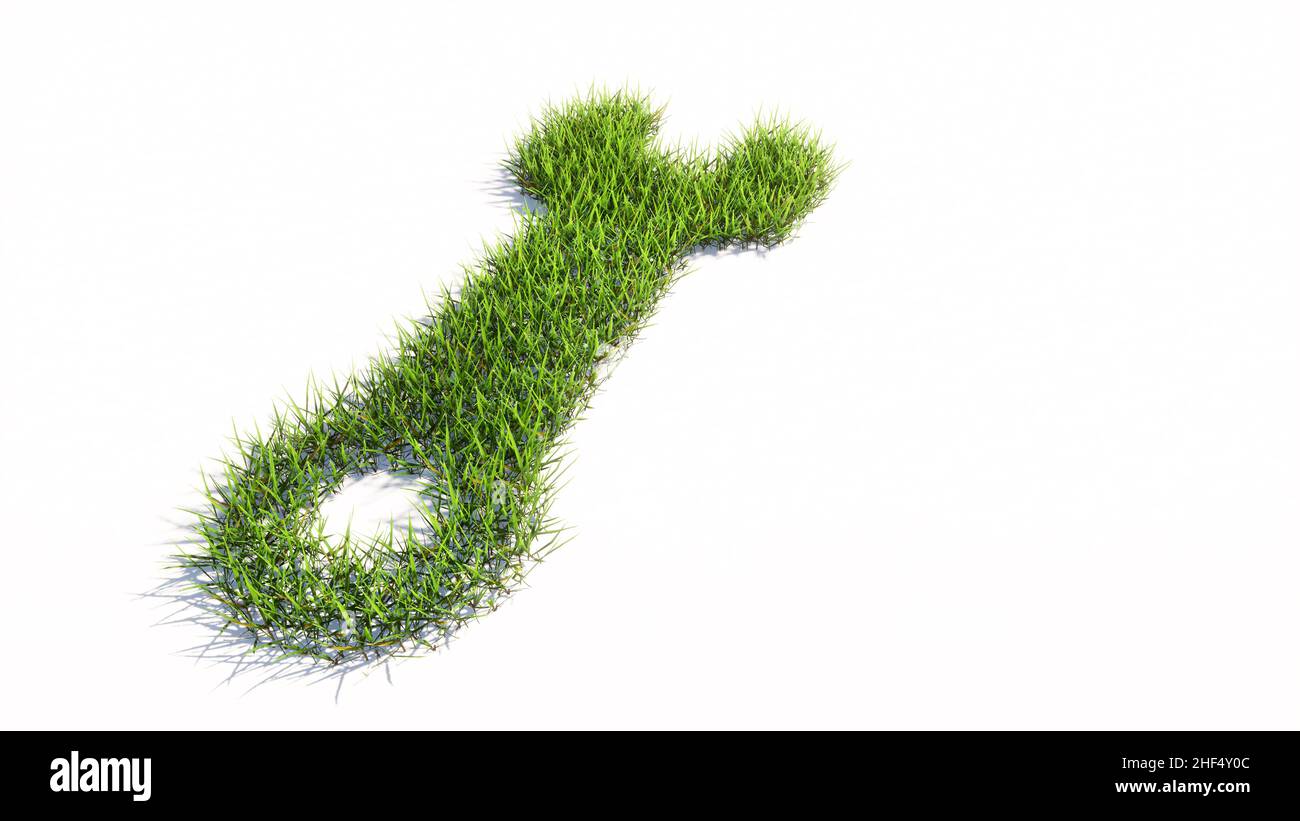 Concept or conceptual green summer lawn grass symbol isolated white background, settings sign. 3d illustration metaphor for connection, engineering Stock Photo