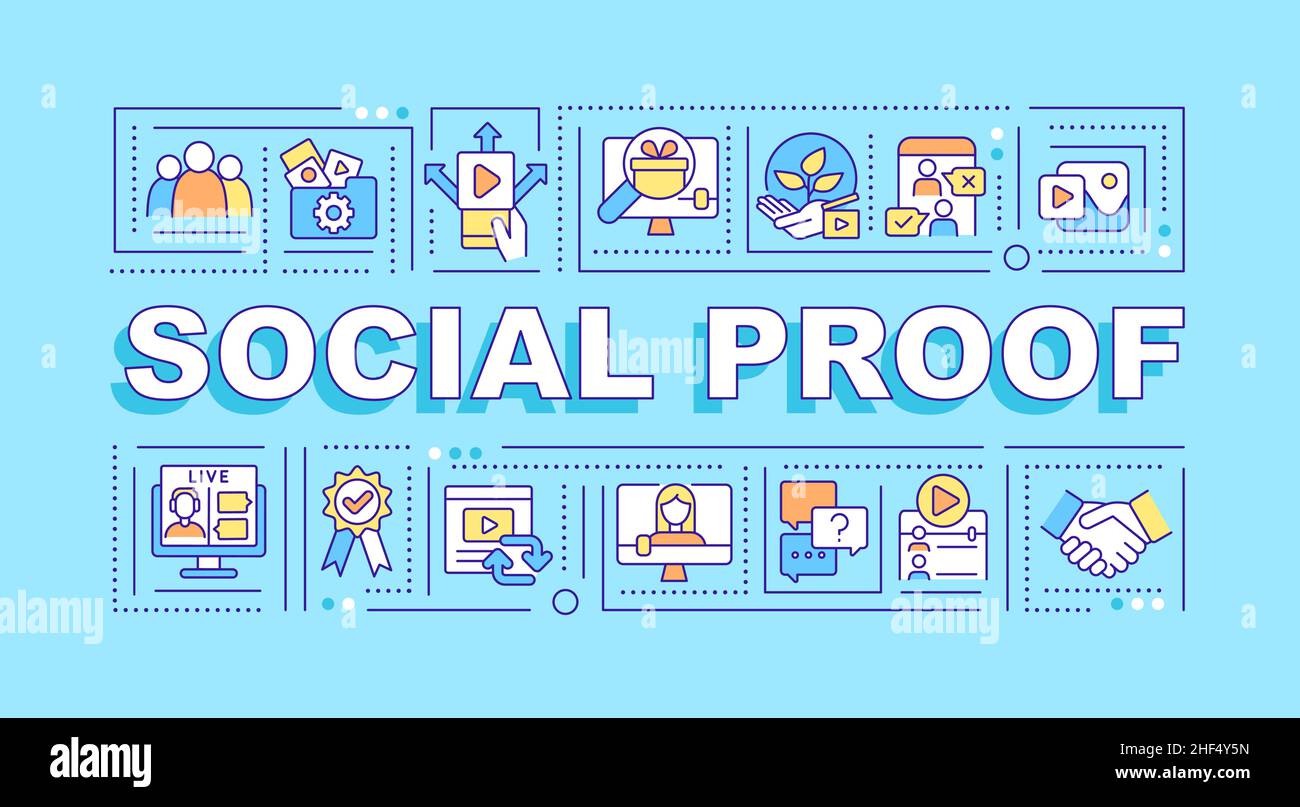 Social proof word concepts blue banner Stock Vector