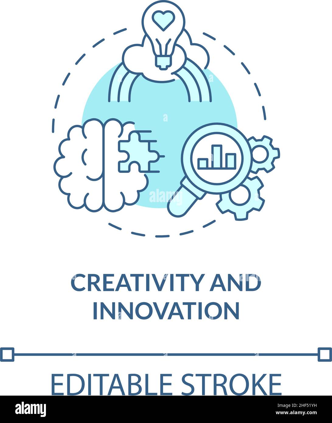 Creativity and innovation turquoise concept icon Stock Vector