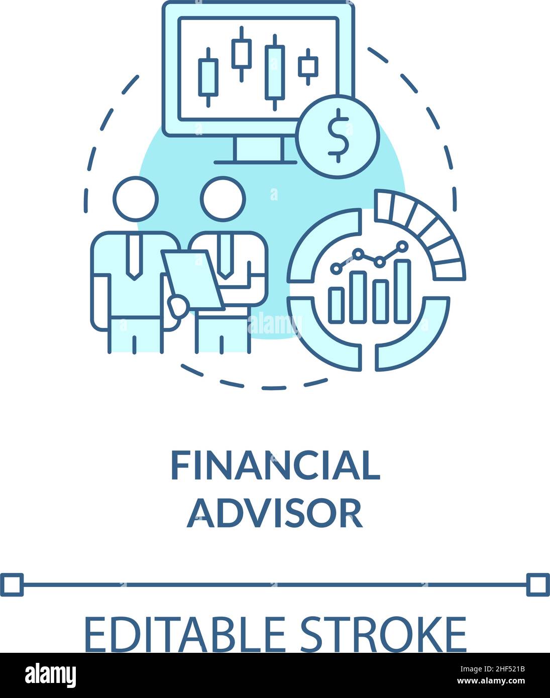 Financial advisor turquoise concept icon Stock Vector