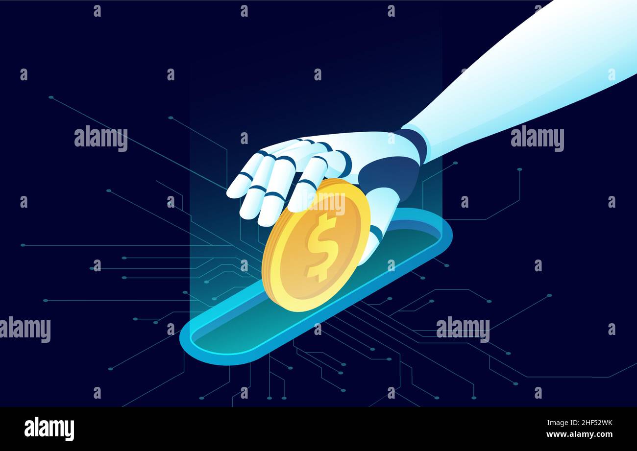 Online financial money management using modern technology and artificial intelligence concept Stock Vector