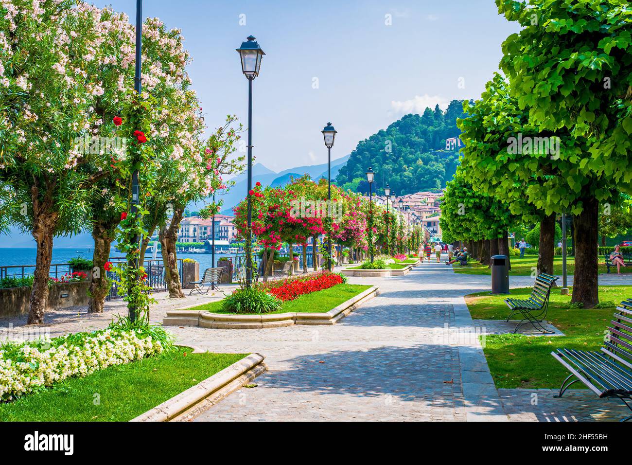 Bellagio borgo on Lake Como, Italy. Romantic lakefront and alleys. Stock Photo