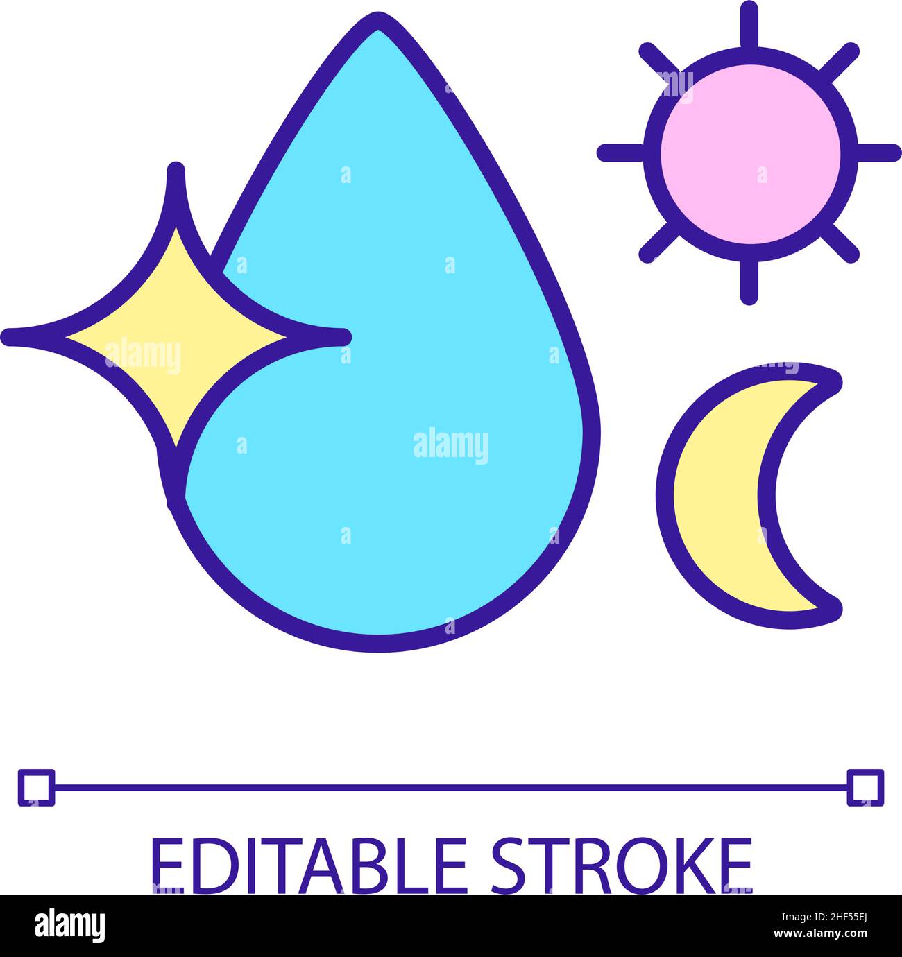 Daytime and nighttime skin moisturizing RGB color icon Stock Vector