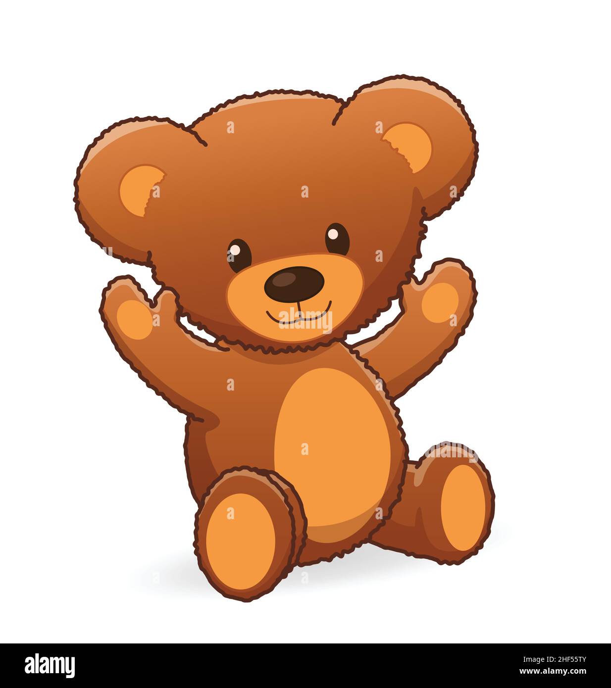 classic cute cuddly fuzzy brown teddy bear sitting and smiling vector