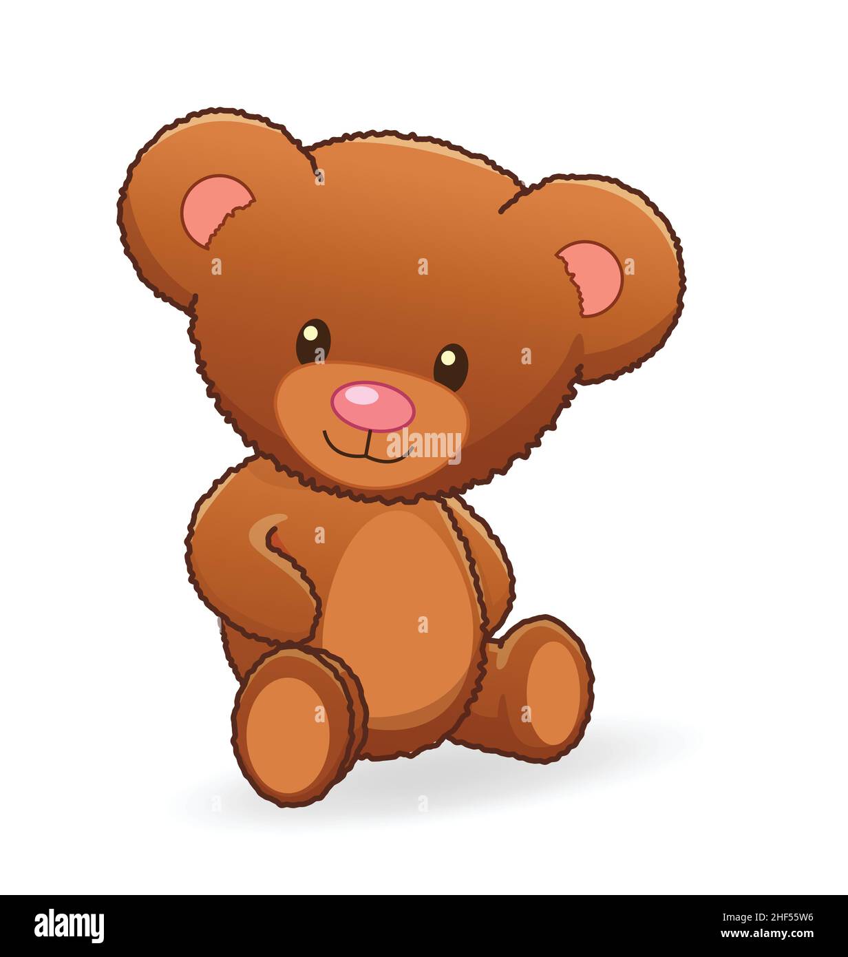 classic cute cuddly fuzzy brown teddy bear sitting and smiling vector ...