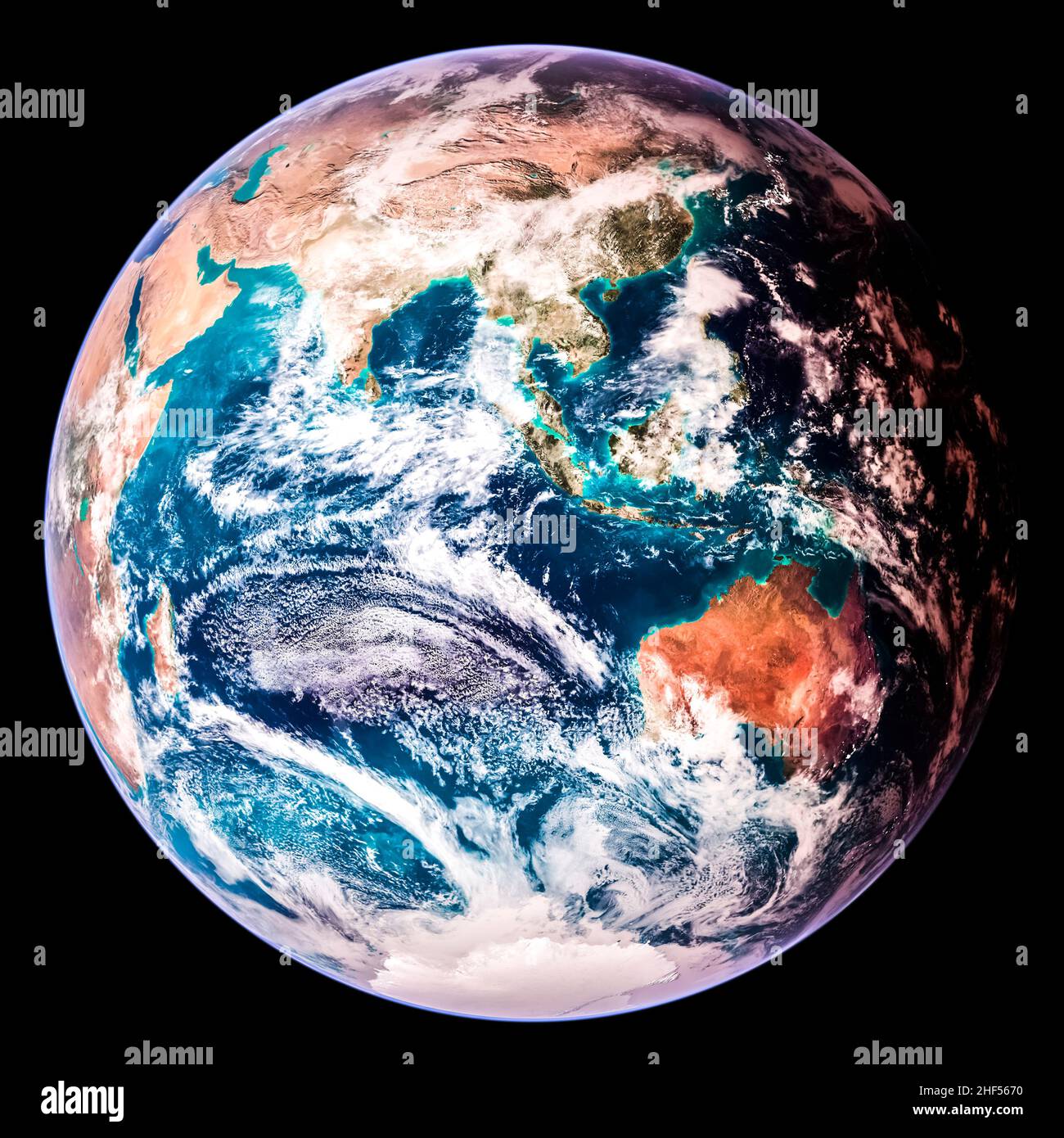 Drawing on data from multiple satellite missions a team of NASA scientists and graphic artists created this globe. Stock Photo