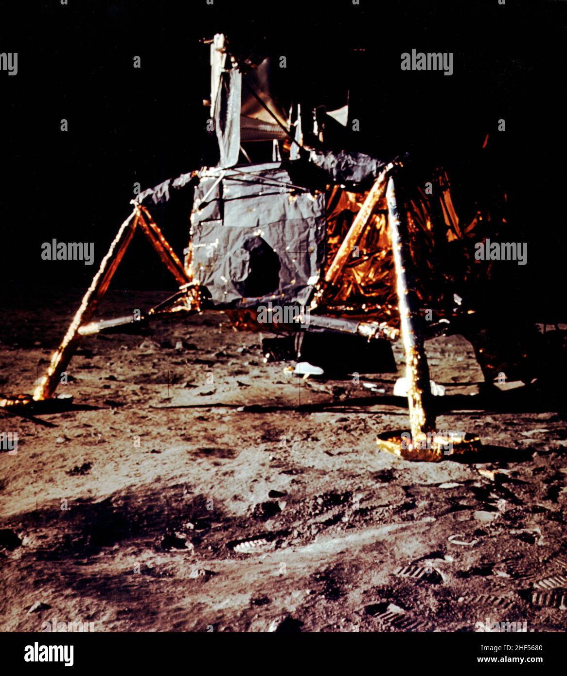 A close up of the Lunar Module on the Lunar surface. Stock Photo
