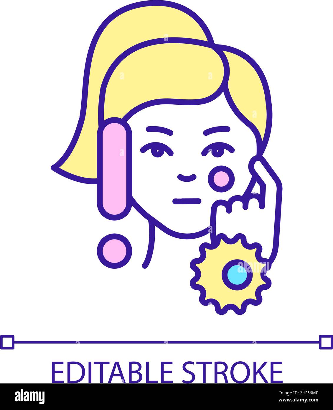 Avoid face touching RGB color icon Stock Vector