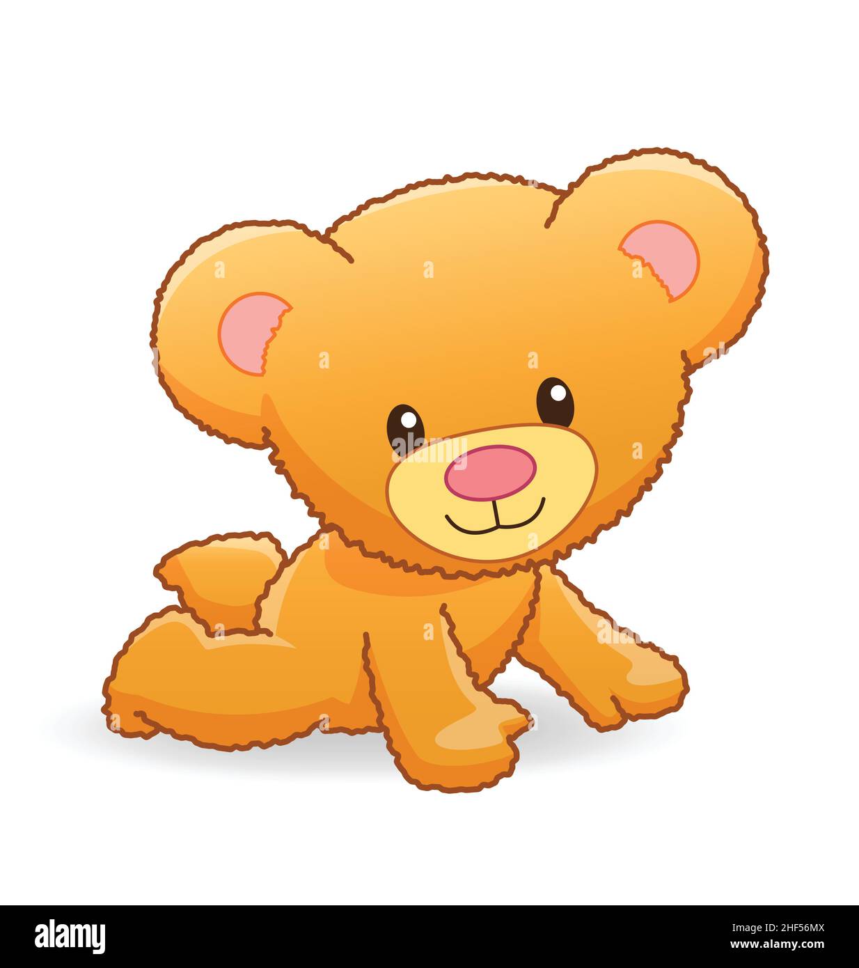 cute cuddly cartoon golden brown baby teddy bear character crawling