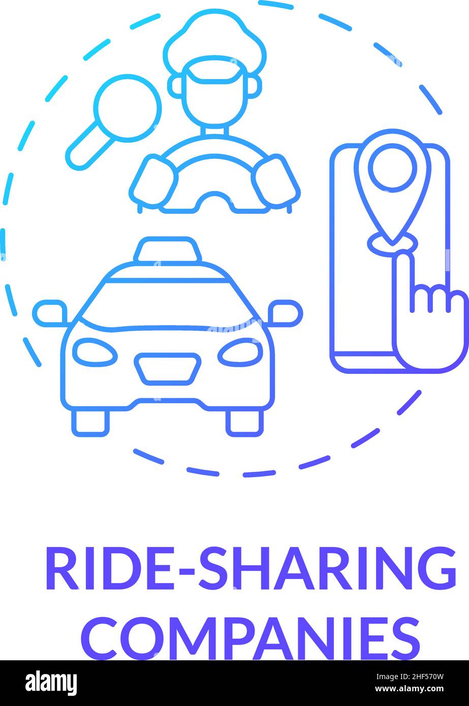 Ride sharing companies blue gradient concept icon Stock Vector