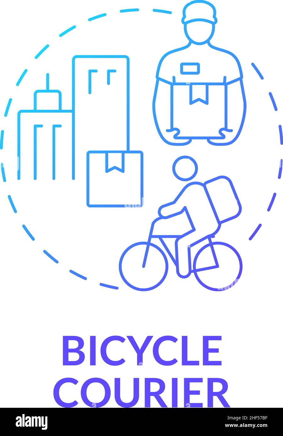 Bicycle courier blue gradient concept icon Stock Vector