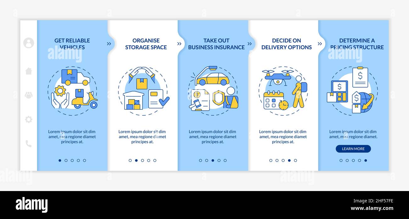 How to start courier business onboarding template Stock Vector
