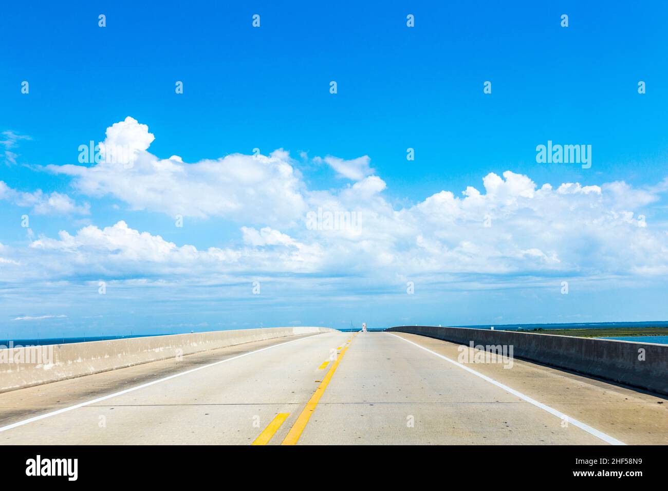 crossing the Dauphin Island Bridge in Dauphin Island, USA Stock Photo