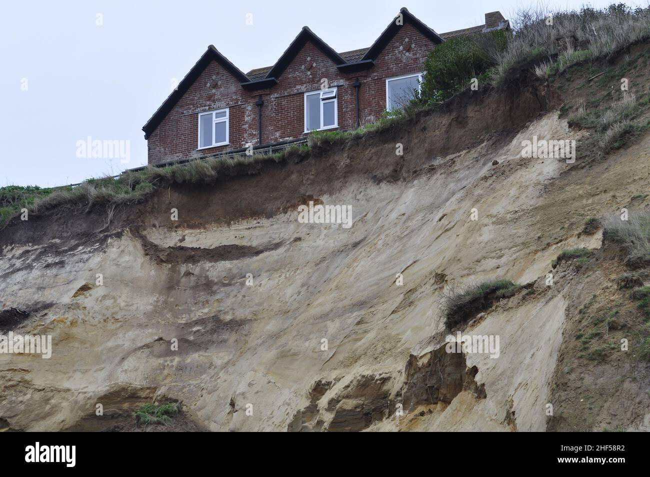 Landslip on Mundesley cliffs, north Norfolk, England, UK Stock Photo