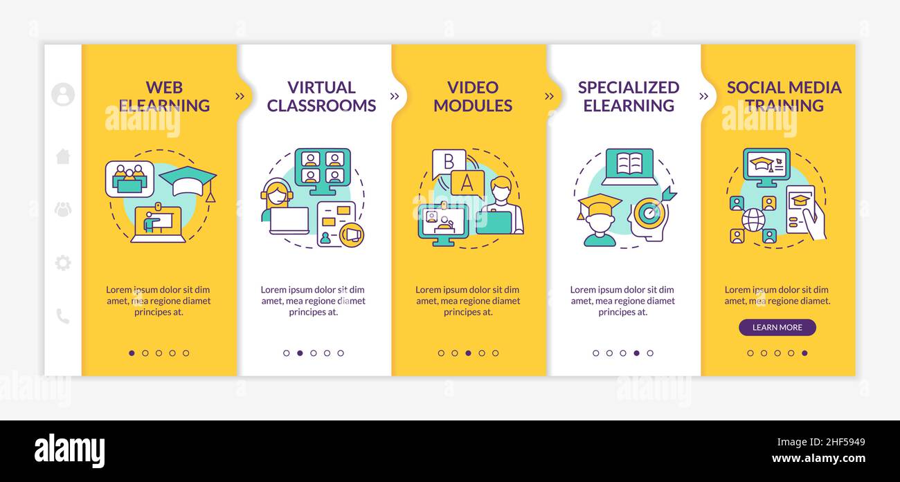 Elearning types yellow onboarding template Stock Vector Image & Art - Alamy