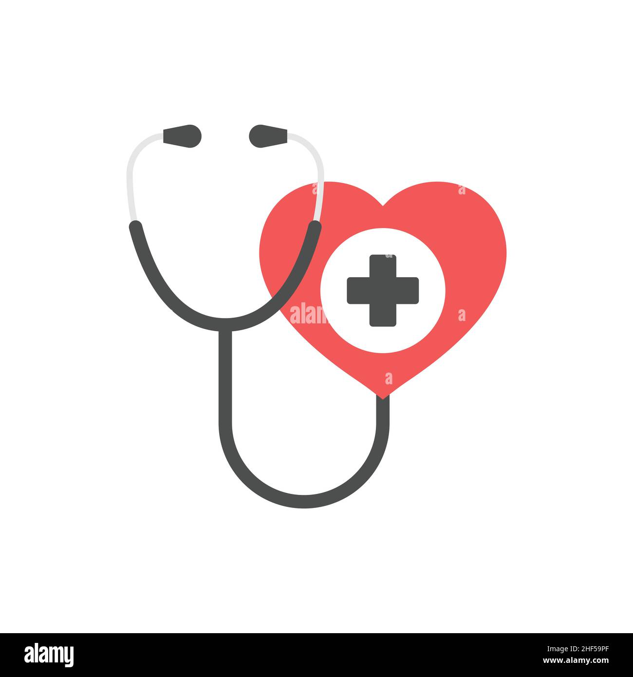 Stethoscope icon in flat style. Heart diagnostic vector illustration on ...