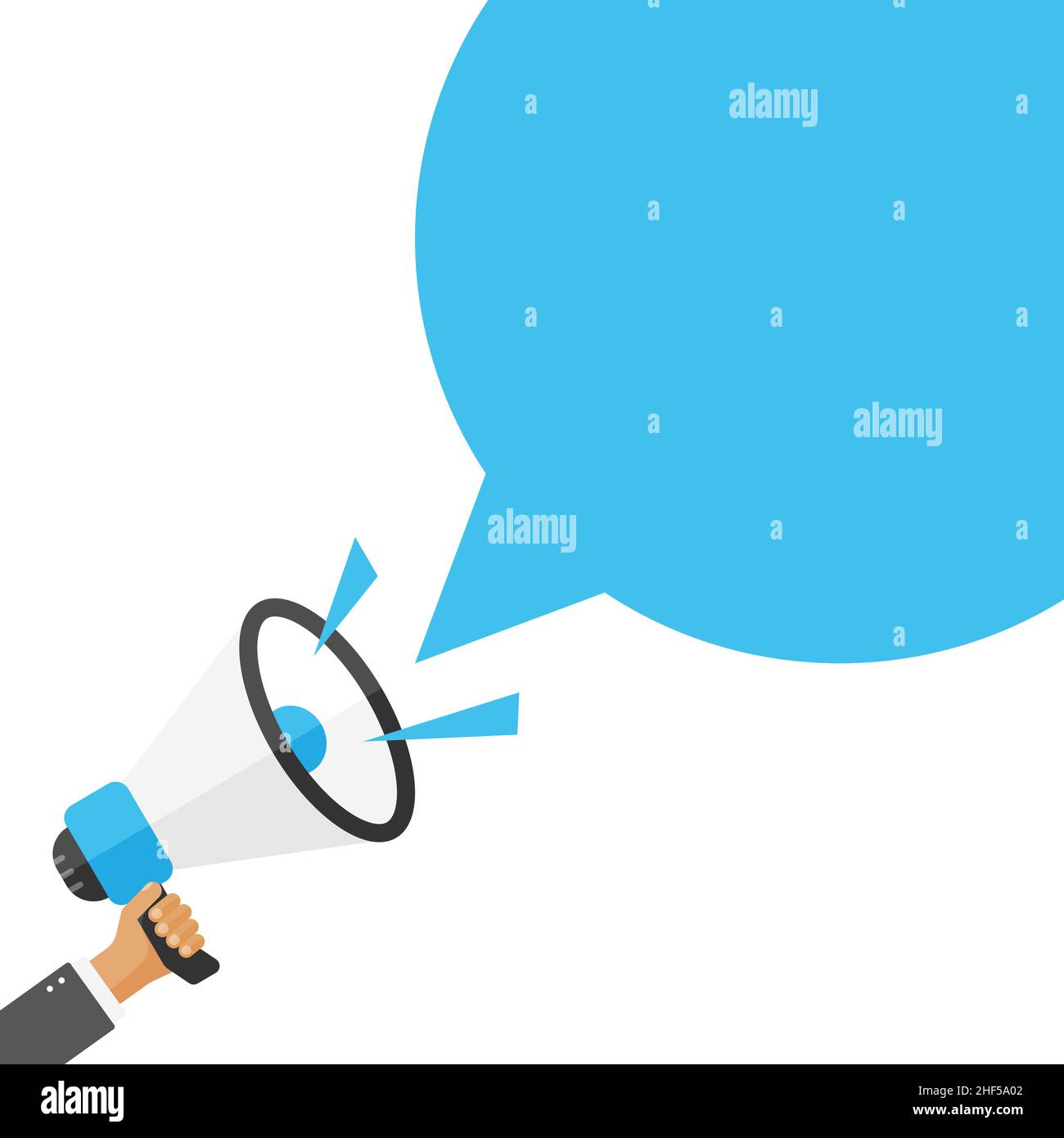 Hand holding megaphone icon in flat style. Promotion banner vector ...