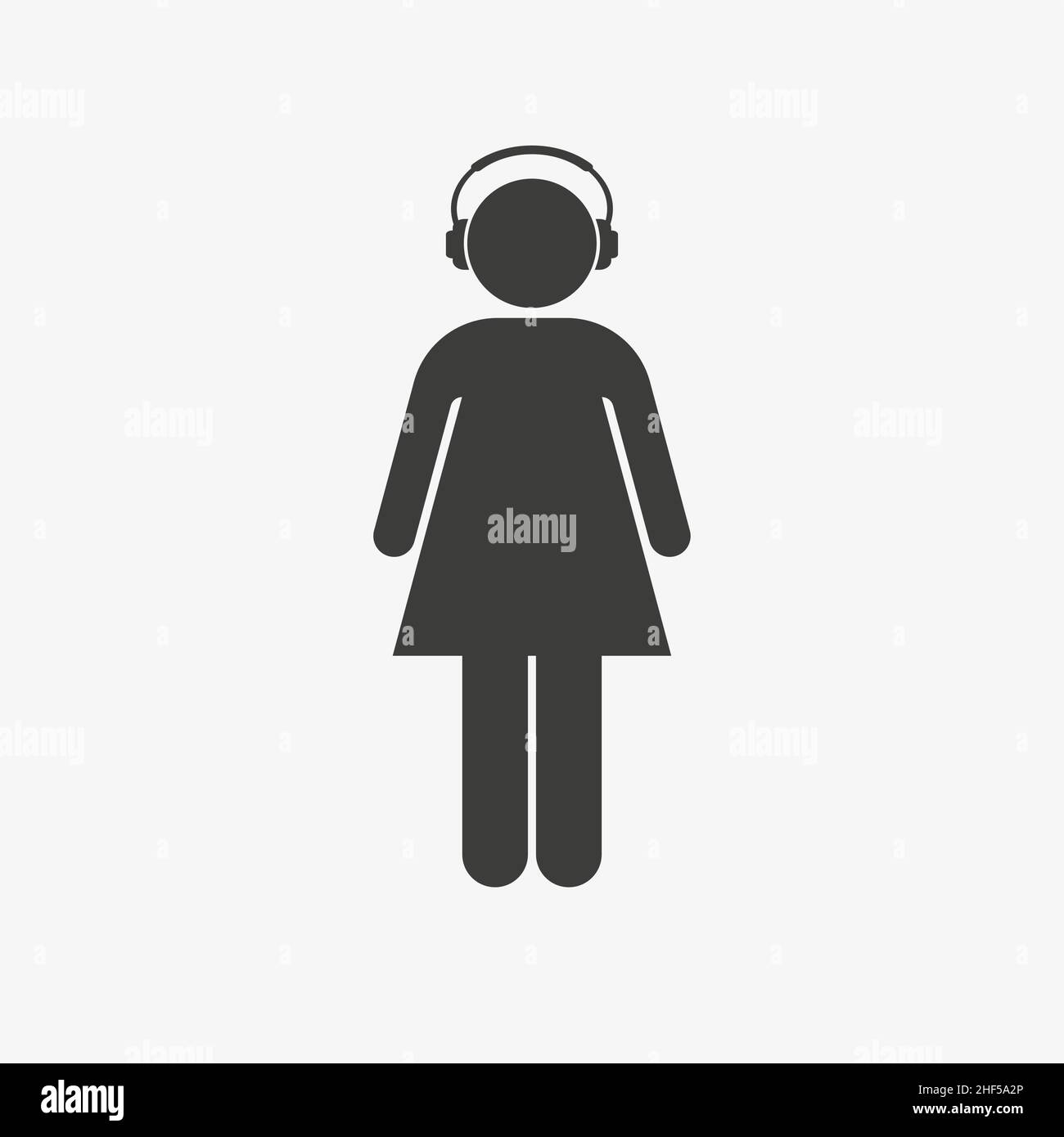 Woman wearing headphones. Girl listening to music Stock Vector