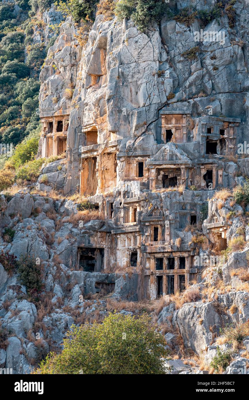 Mediterranean cliff tombs the ancient lycian rock tombs of demre hi-res ...