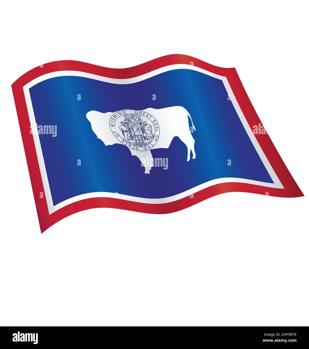 Wyoming wy state flag flying waving silk vector isolated on white ...