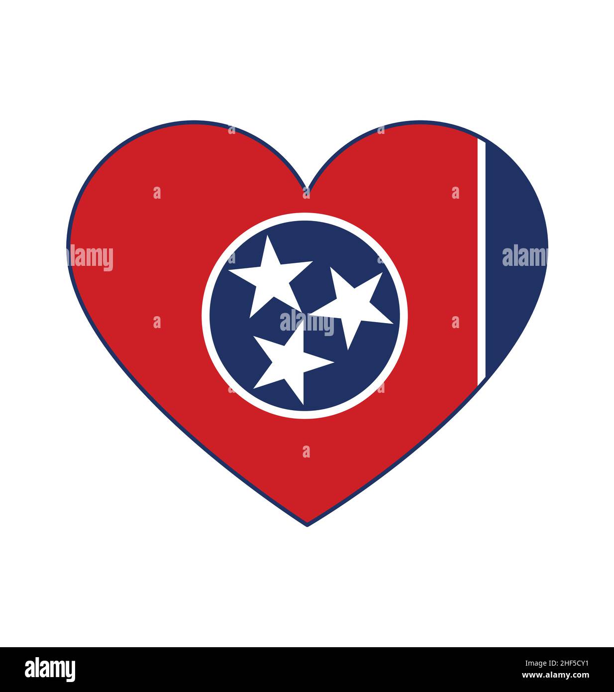 tennessee tn state flag in heart shape symbol icon vector isolated on white background Stock Vector