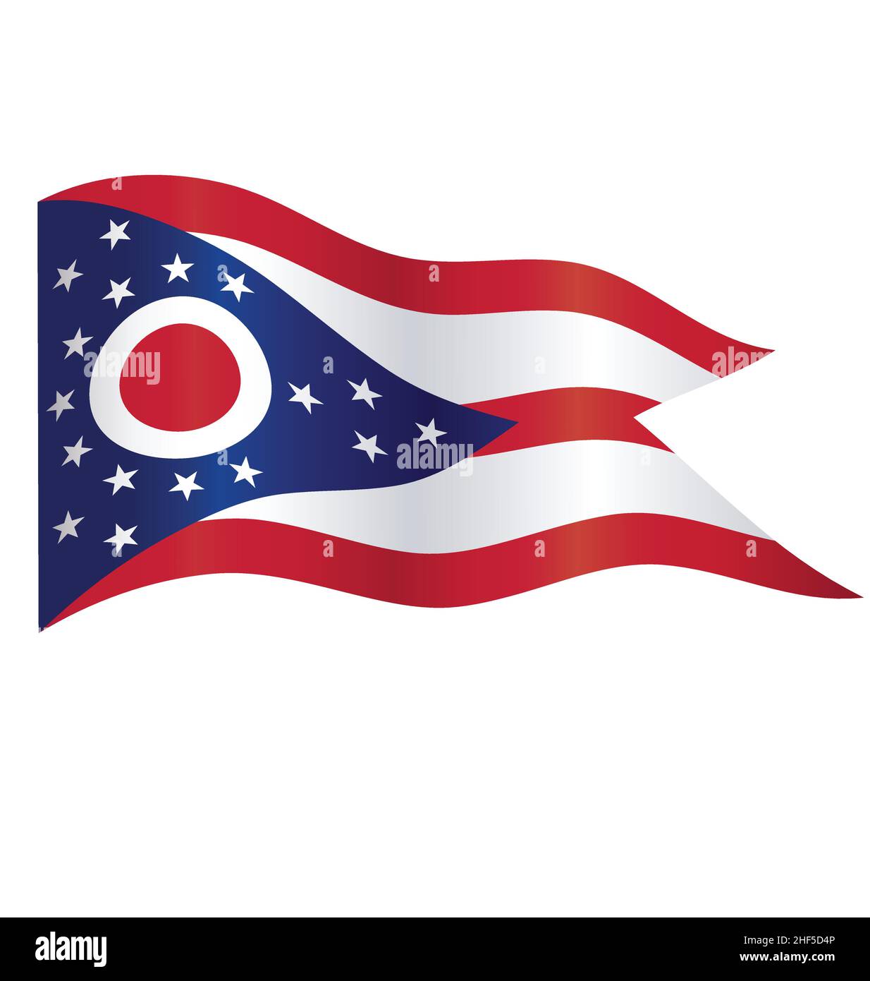 accurate correct ohio oh state flag flying waving silk vector isolated on white bafkground Stock Vector