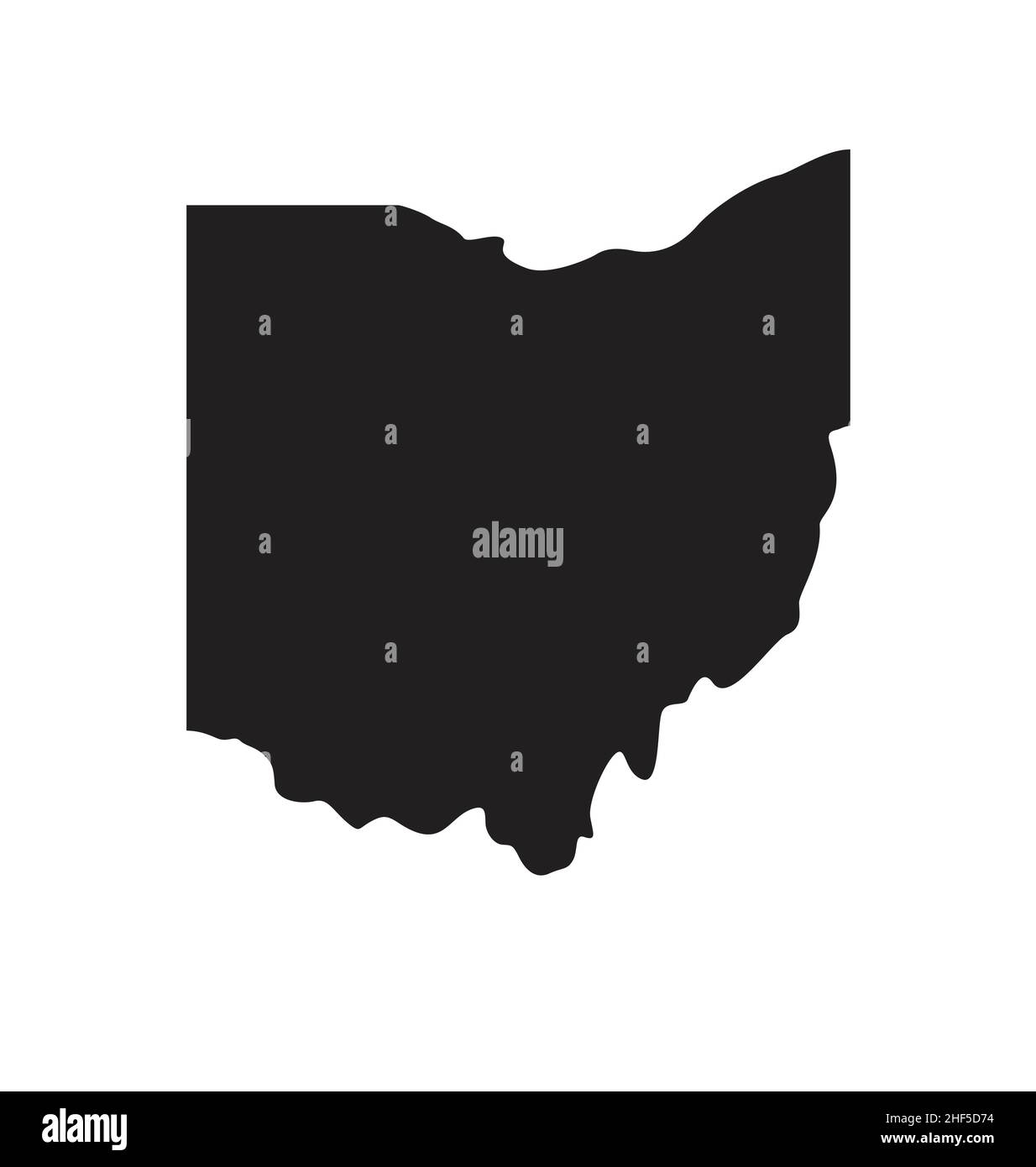 ohio oh state map shape silhouette simplified vector isolated on white background Stock Vector