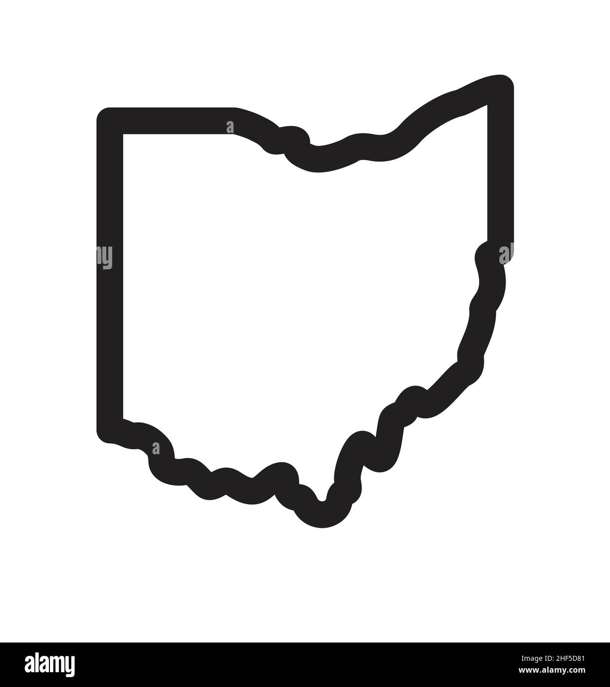 ohio oh state map shape outline simplified vector isolated on white background Stock Vector