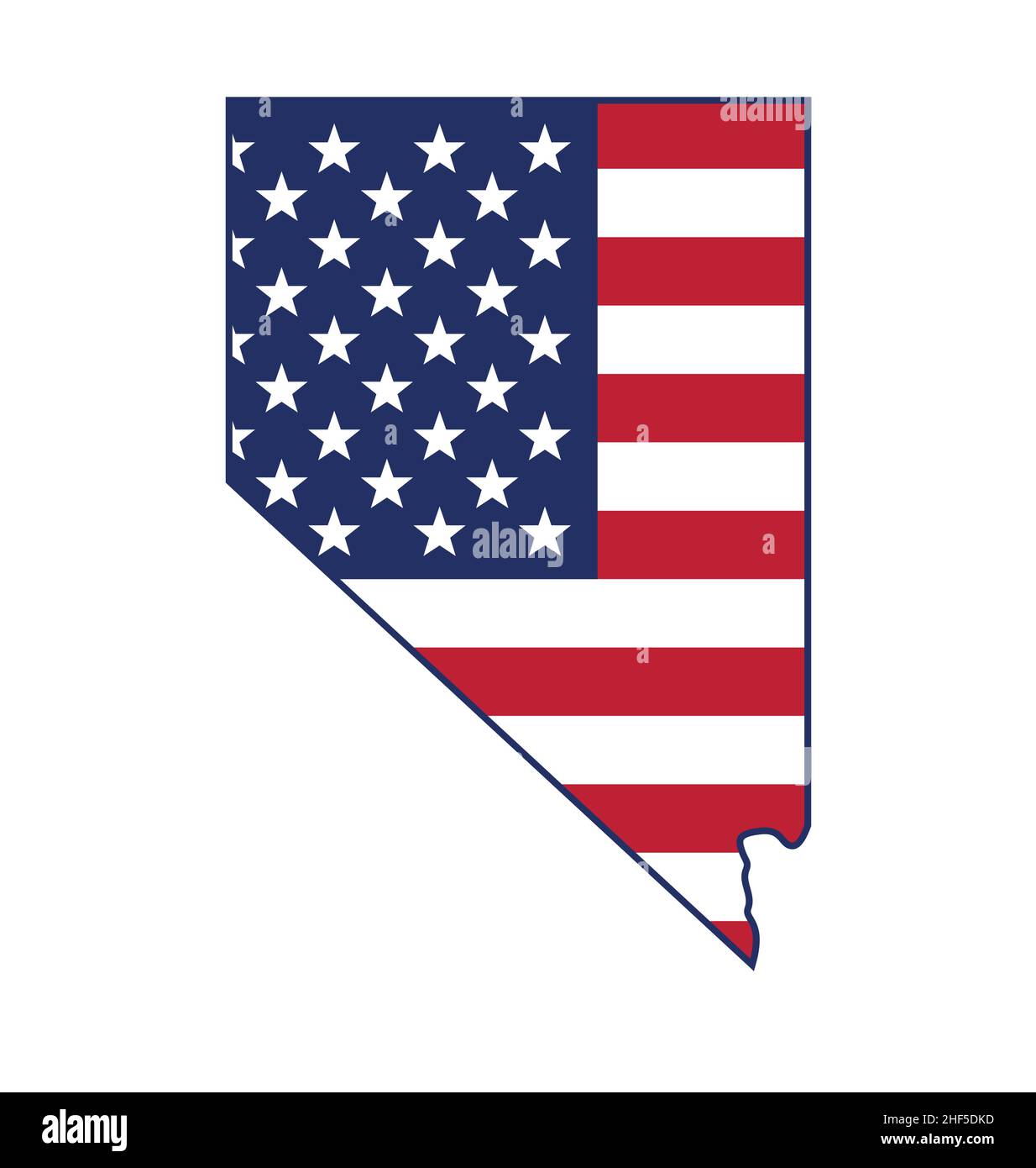 Nevada state map shape with USA united states of america flag icon ...