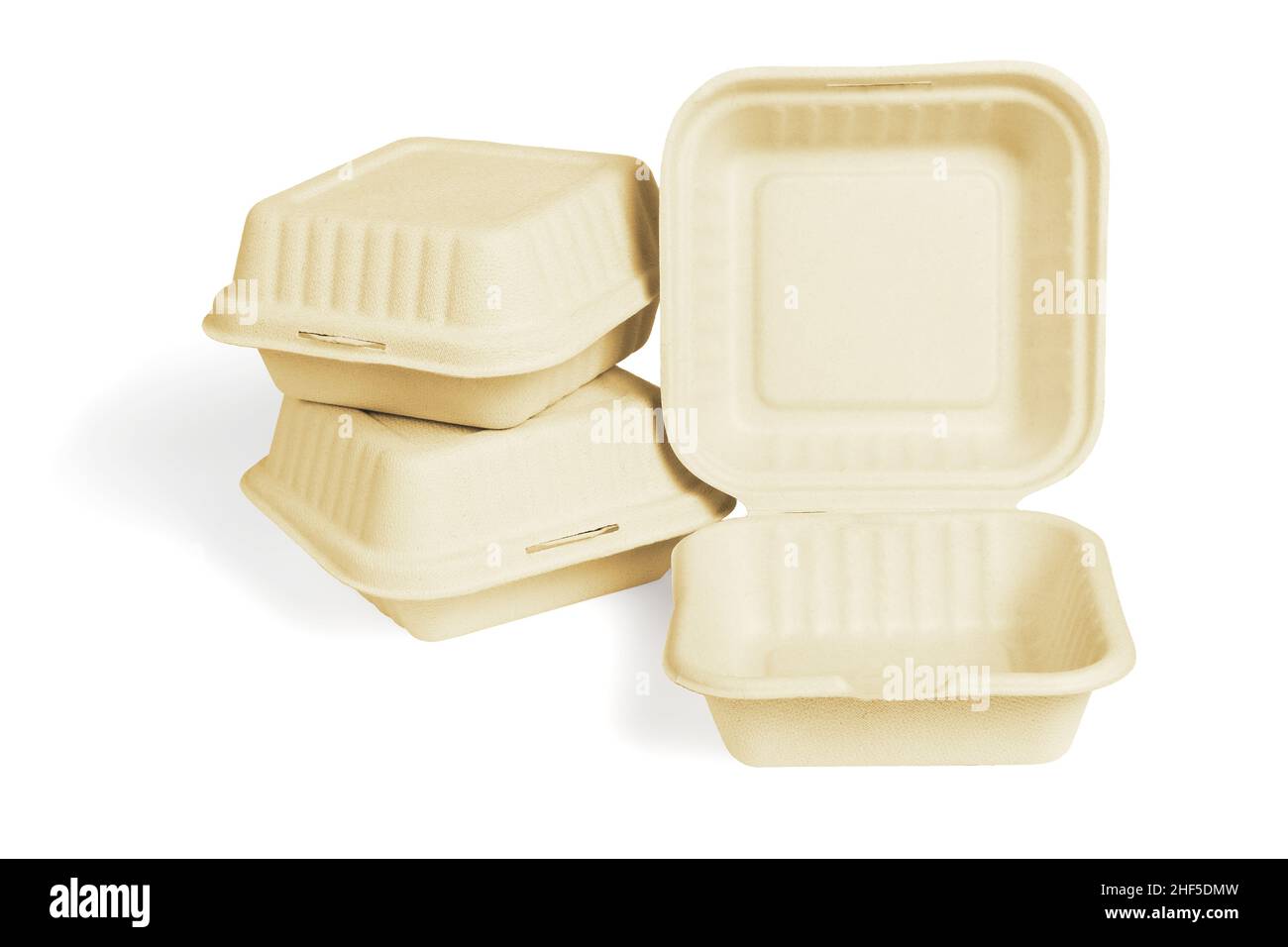 Three Takeaway Paper Boxes on White Backround Stock Photo