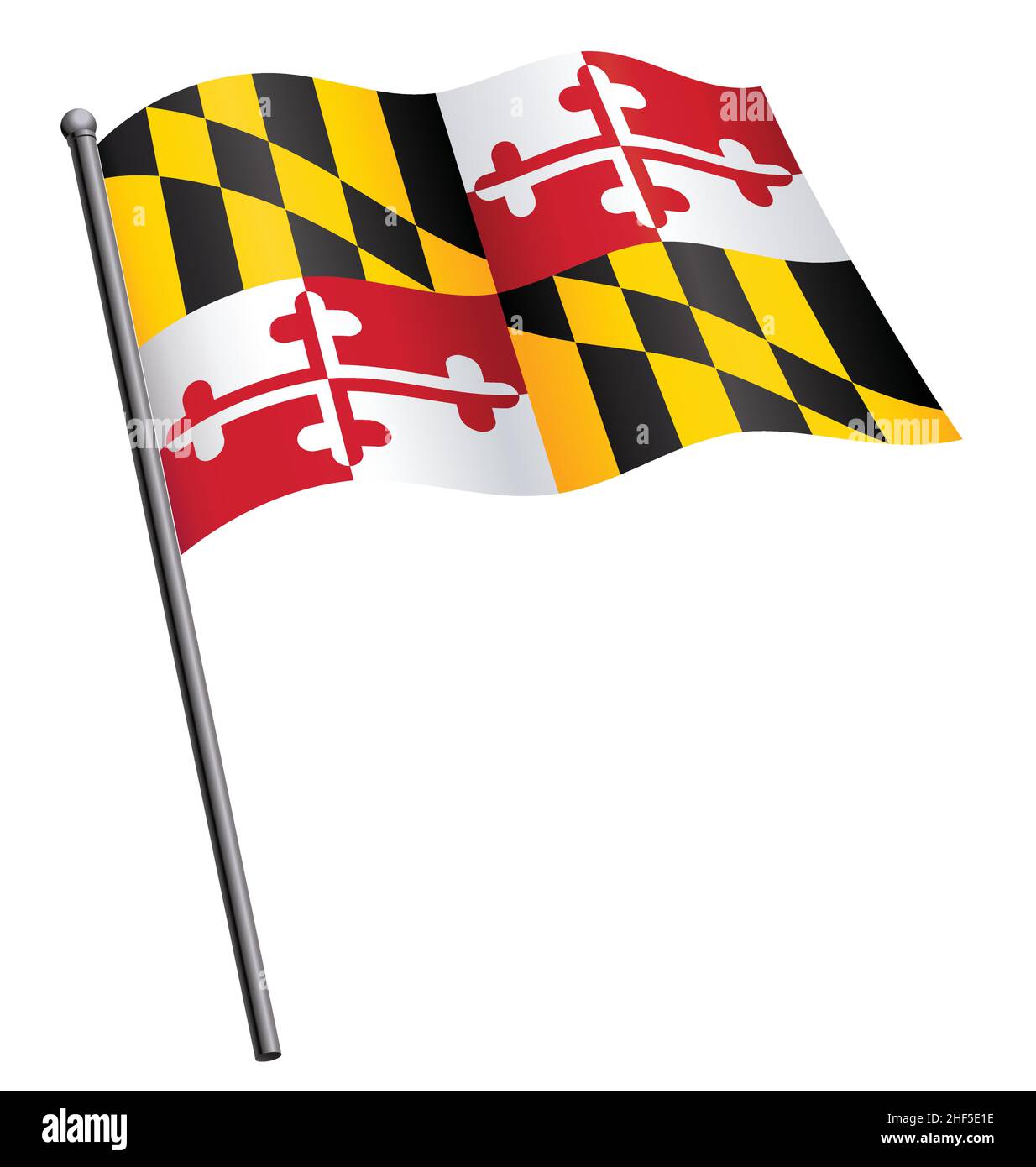 accurate correct maryland md state flag flying waving on flagpole