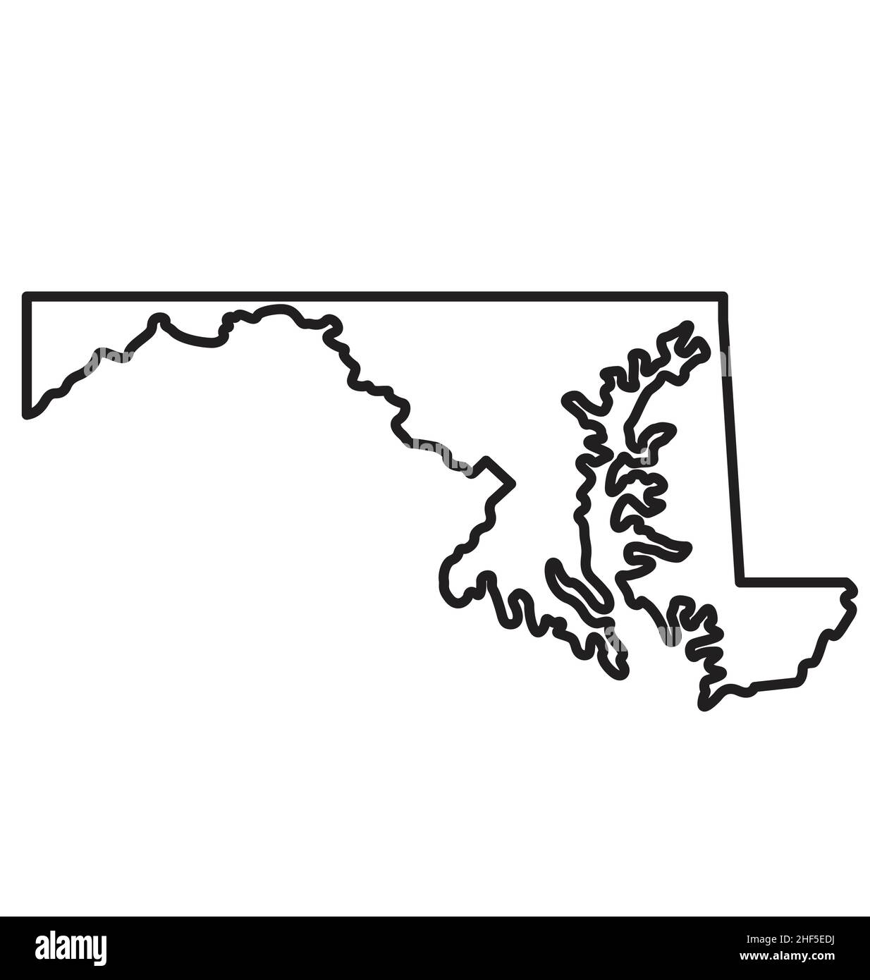 maryland md state shape map silhouette outline simplified USA vector ...
