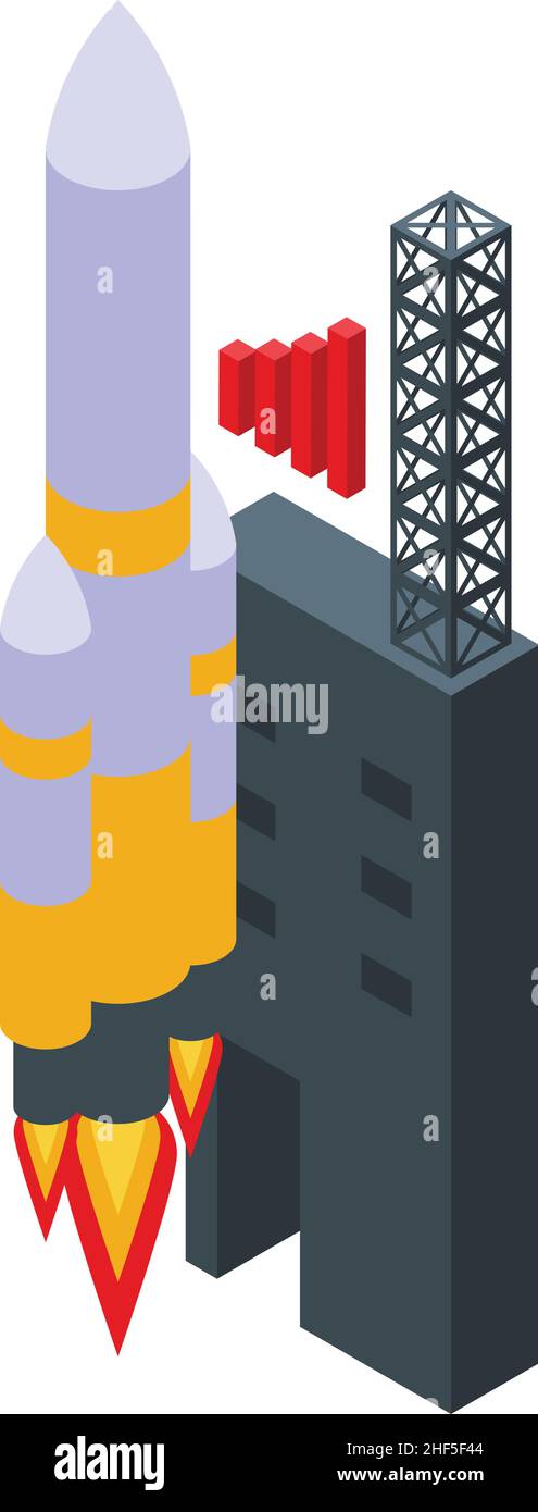 Spacecraft launch icon isometric vector. Rocket ship. Cosmos future ...