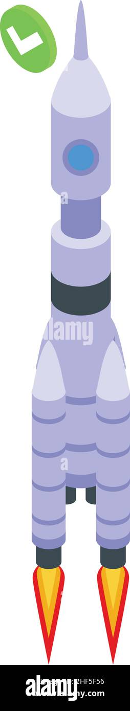 Rocket ship icon isometric vector. Launch spacecraft. Spaceship startup ...