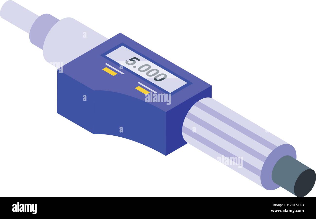 Digital micrometer equipment icon isometric vector. Ruler gauge. Engineering tool Stock Vector