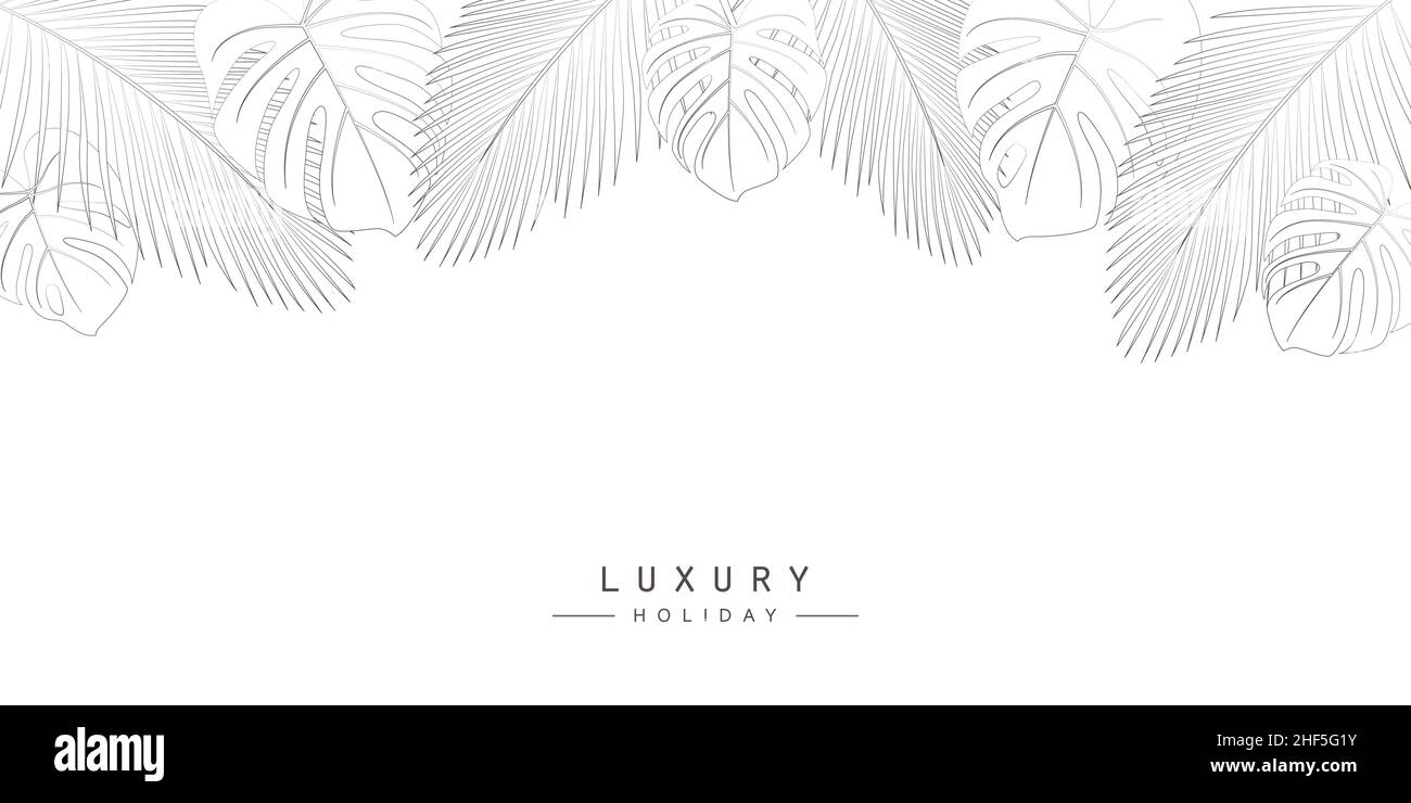 luxury holiday banner template with palm tree leaves Stock Vector