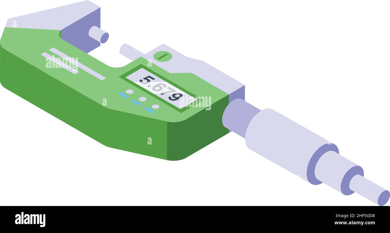 Machining micrometer icon isometric vector. Digital ruler. Equipment tool Stock Vector