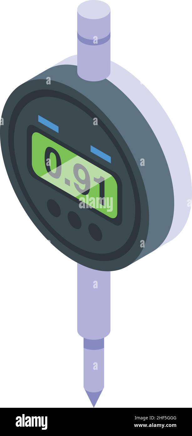 Engineering digital micrometer icon isometric vector. Ruler equipment. Micro precision Stock Vector