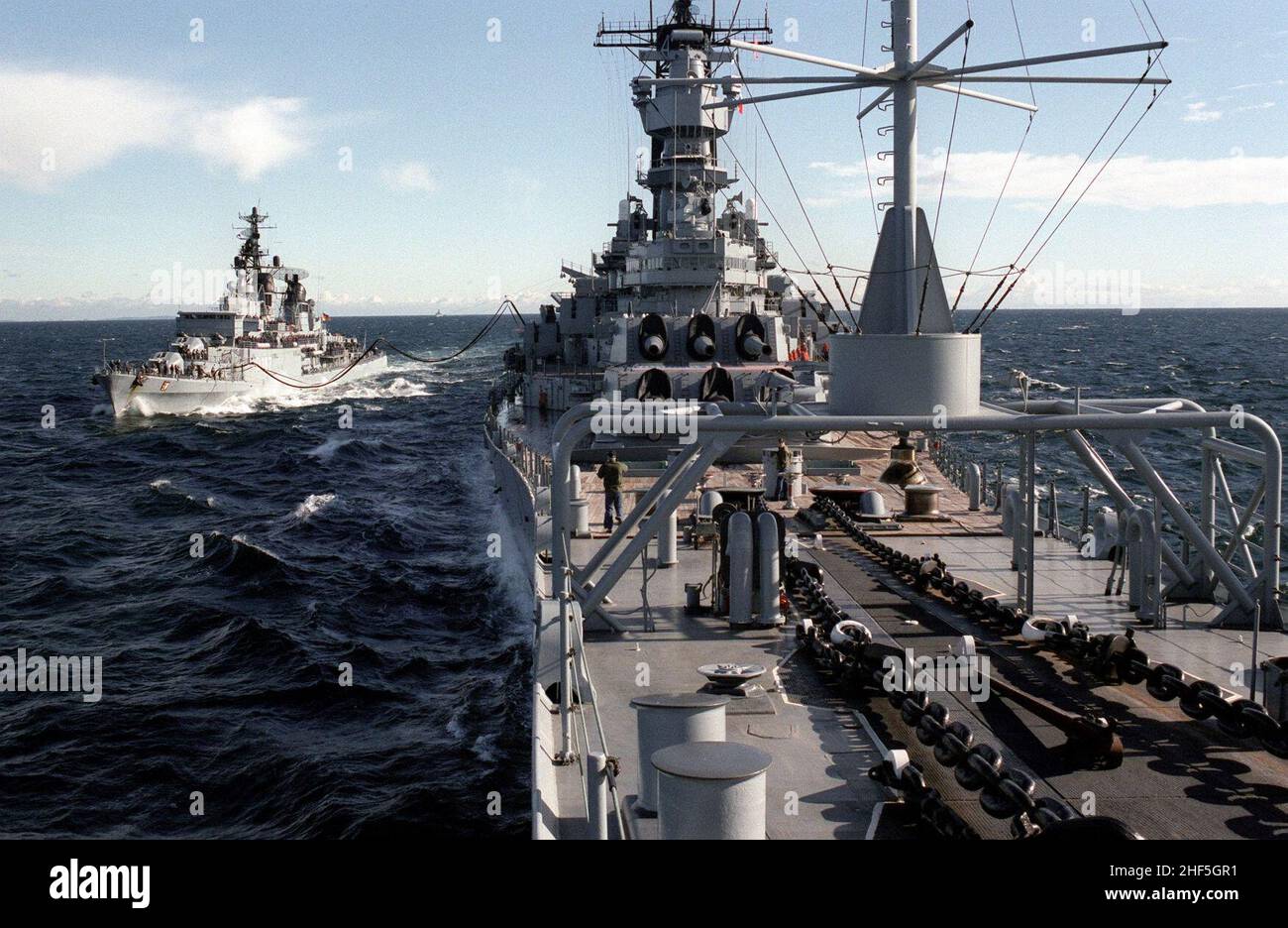 SchleswigHolstein (D182) with USS Iowa (BB61 Stock Photo Alamy