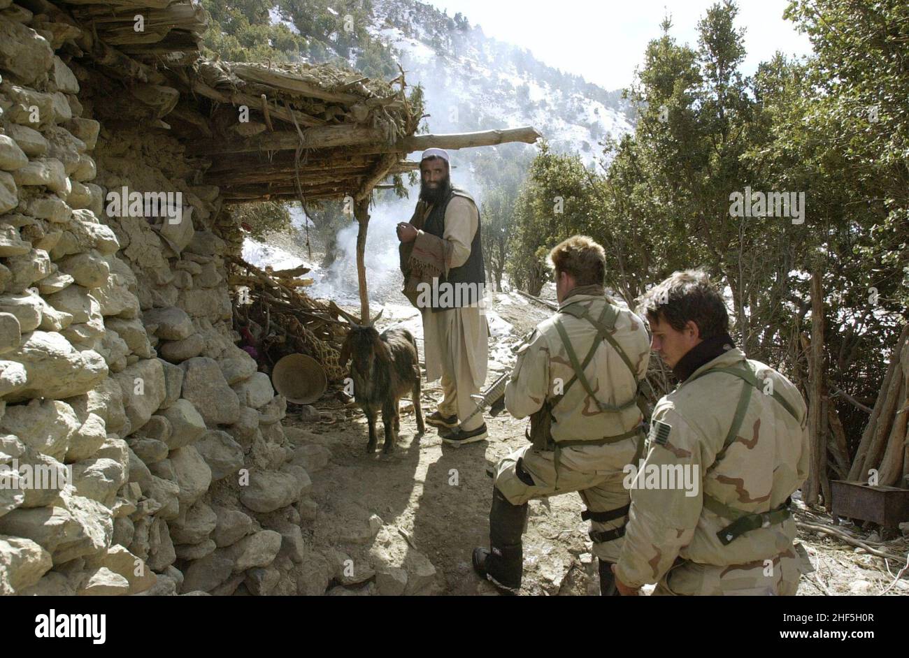 SEAL conducting sensitive site exploitation mission in Jaji Mountains1. Stock Photo