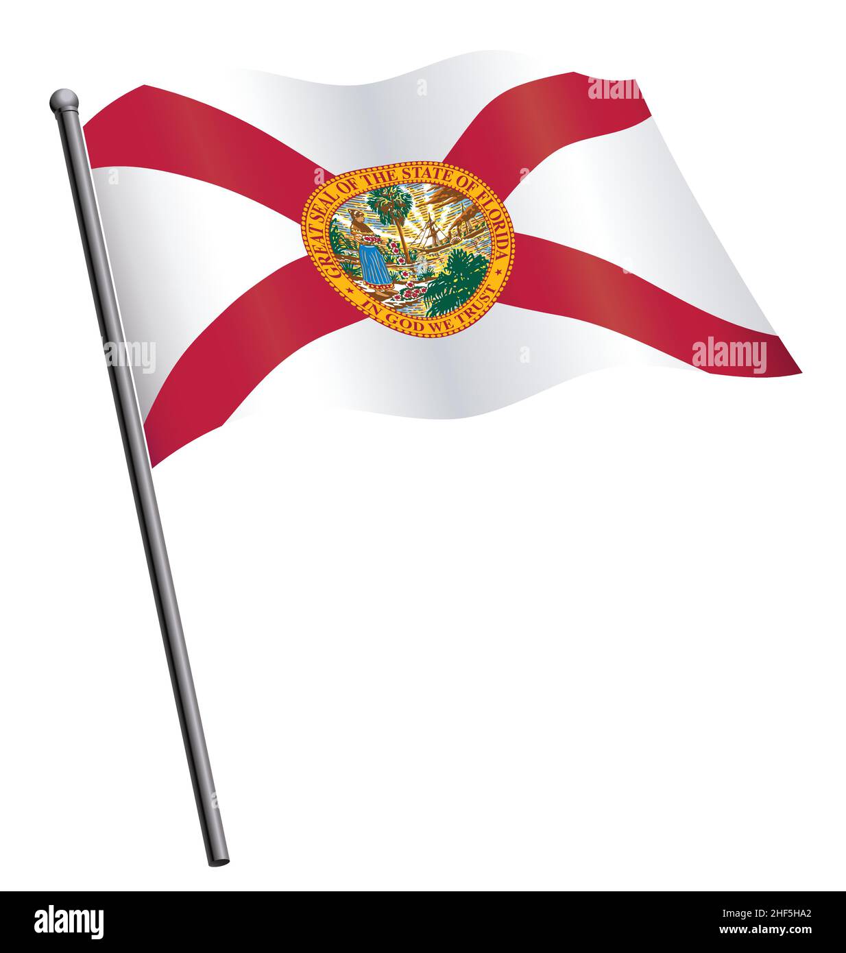 florida fl flag flying waving on flagpole vector isolated on white ...