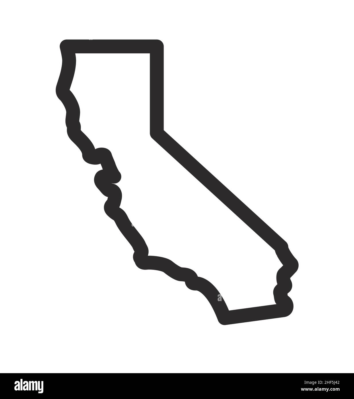 california ca state map shape outline simplified silhouette isolated vector on white background Stock Vector
