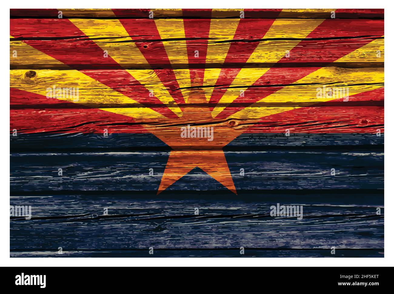 Arizona az flag painted on old timber wall vector isolated on white background Stock Vector