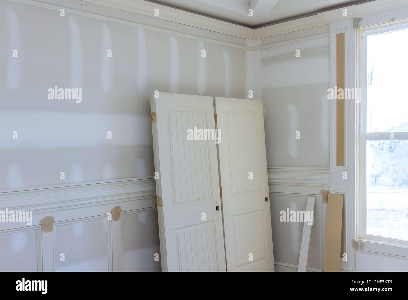 View of on stacker wooden material door molding trim with new house of