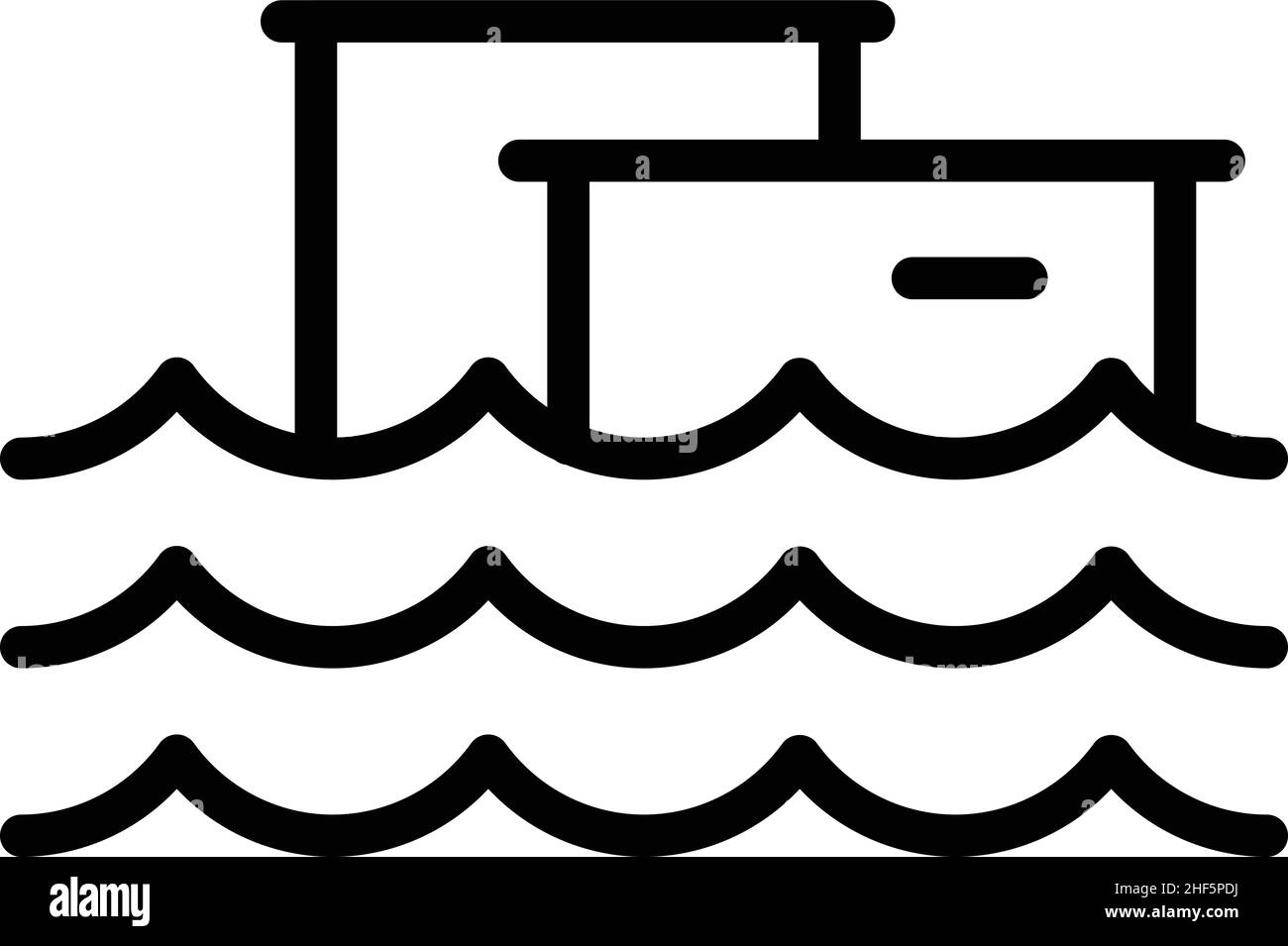 City flood icon outline vector. Sea level. Global ocean Stock Vector
