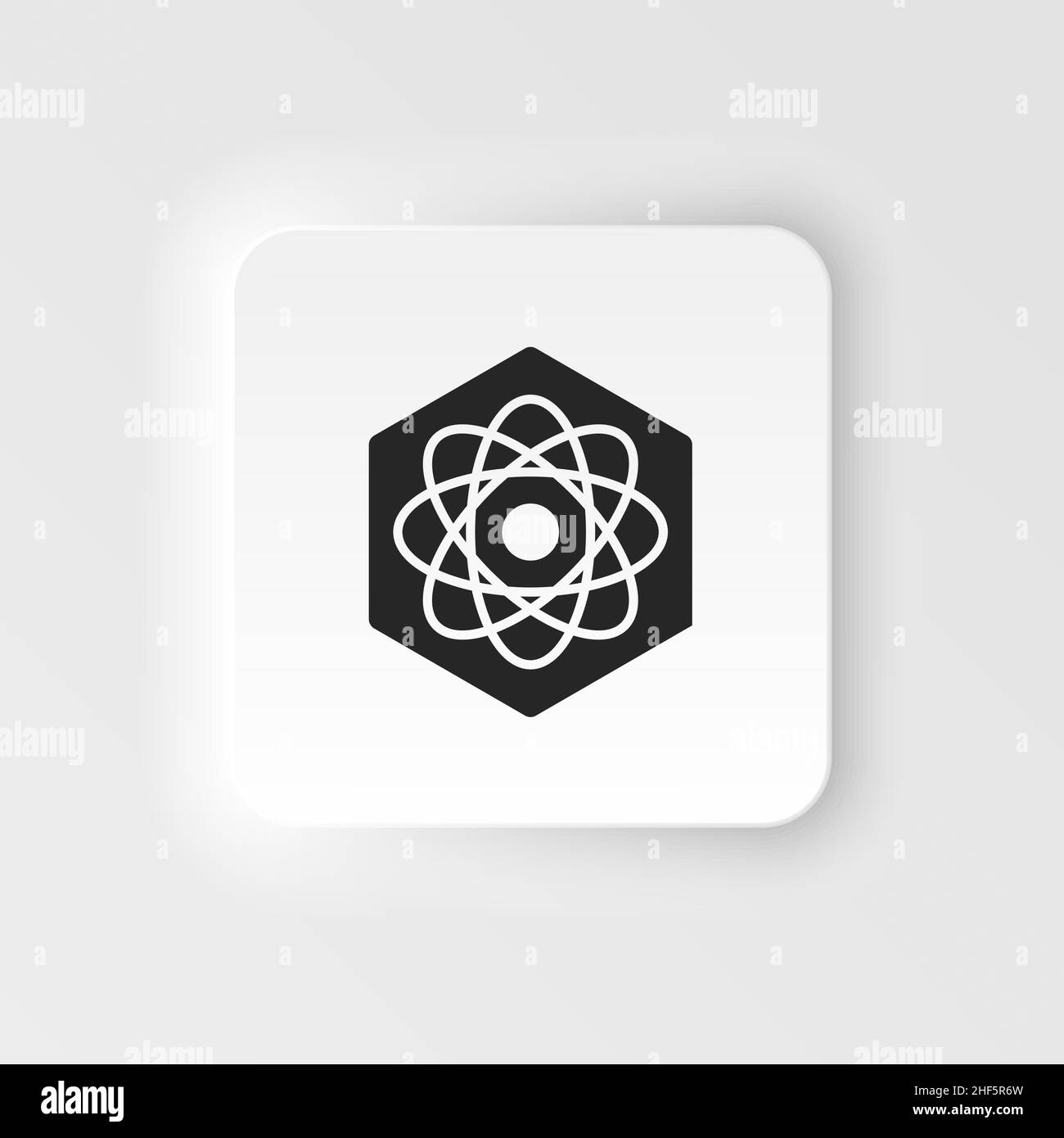 Biotechnology, atom. Bioengineering neumorphic style vector icon ...