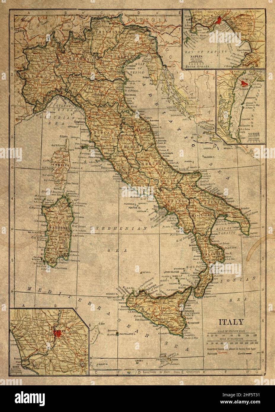 map of Italy vintage Stock Photo