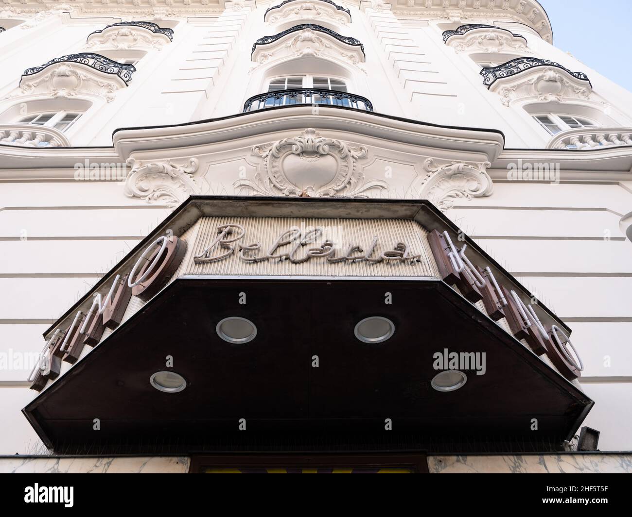 Vienna, Austria - November 20 2021: Bellaria Kino Historic Cinema Entrance Sign. Stock Photo