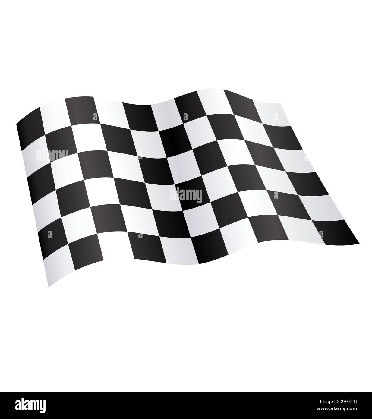 chequered checkered black and white silk racing flag flying waving icon vector isolated on white background Stock Vector