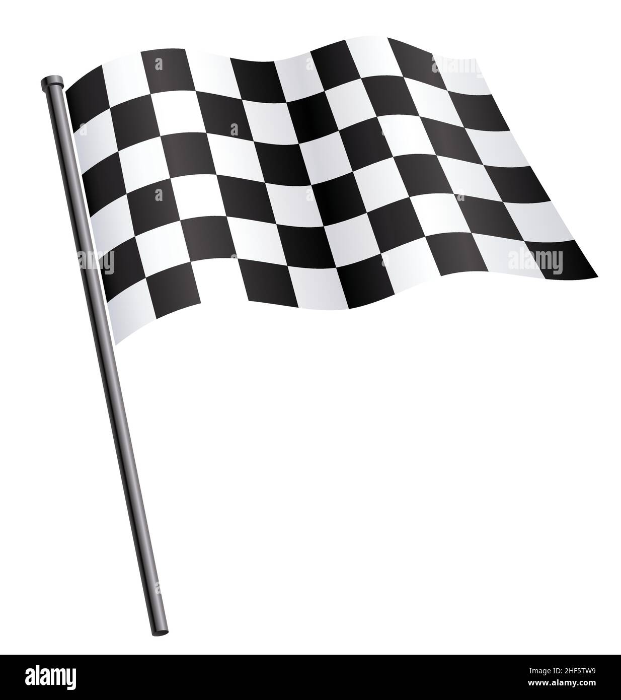 chequered checkered racing flag silk flying waving on flagpole icon vector isolated on white background Stock Vector